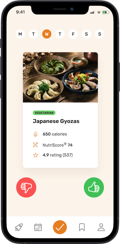 Mobile app Meal approving plan