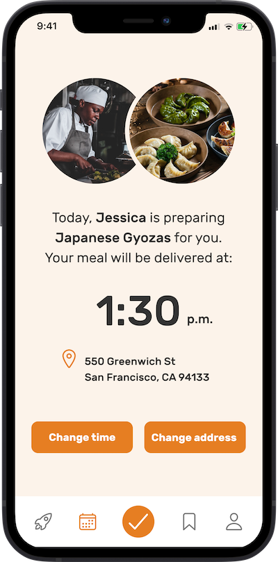 Mobile app Delivery screen